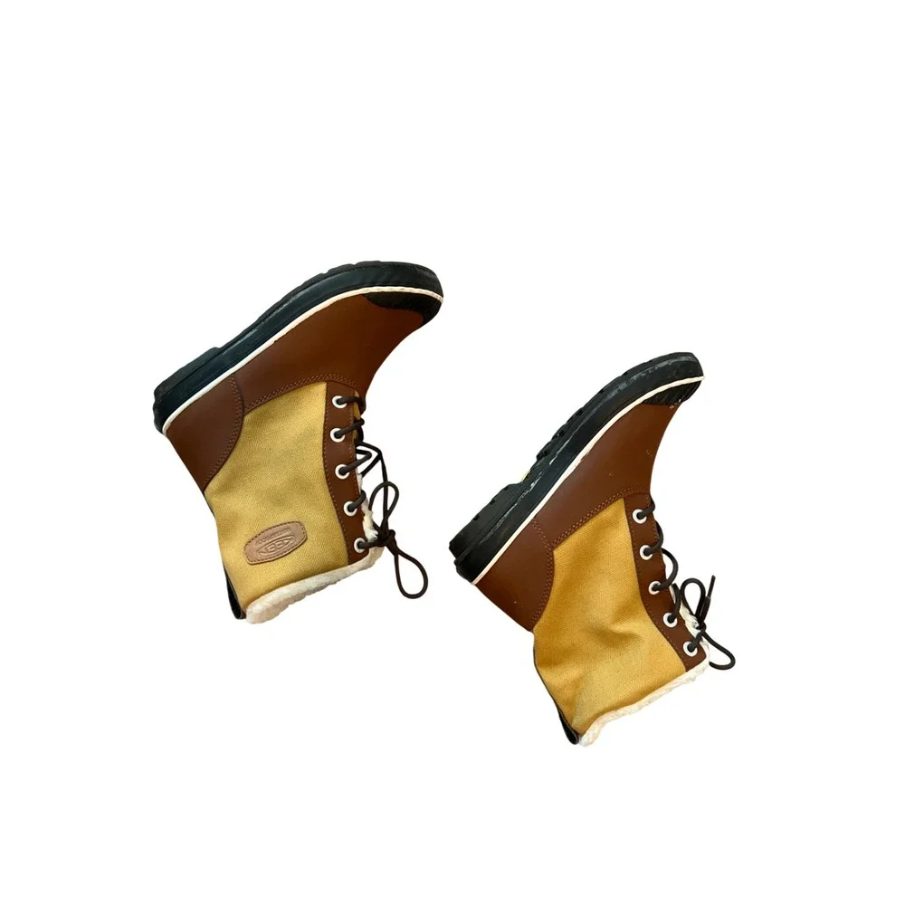 Keen Elsa Waterproof Winter Boot Brown Tan Faux Fur Lined Duck Boots Womens Sz 8